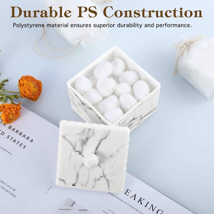 Органайзер для ватних паличок та дисків Luxspire з 2 відсіками, білий | Косметичний бокс з кришкою