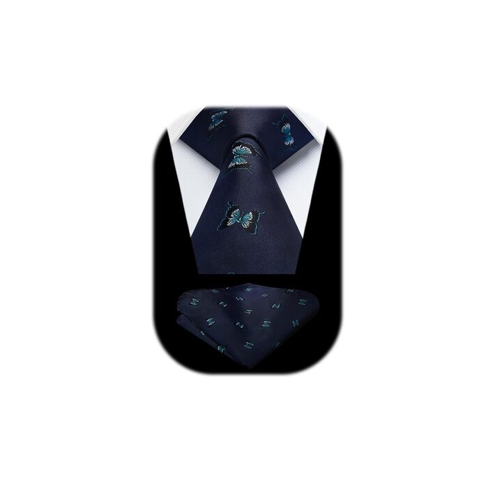 Чоловічий краватковий комплект HISDERN з принтом тварин: краватка та нагрудна хустинка (зелено-жовтий, універсальний розмір)