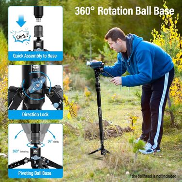 Штатив-монопод SIRUI SVM-165 з вуглецевого волокна | 165 см, професійний, 3-в-1, вантажопідйомність 10 кг, швидка заміна, для DSLR та відео