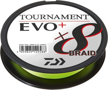 Плетена рибальська волосінь Daiwa Tournament X8 EVO+ 0,18 мм 135 м салатова
