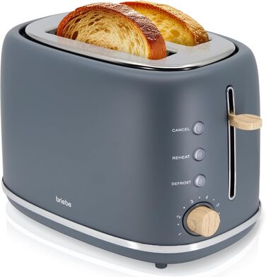 Тостер Briebe Nordic Set з водоваркою 1.7л, 2 відділення, 6 режимів підсмажування, сірий, BPA-free