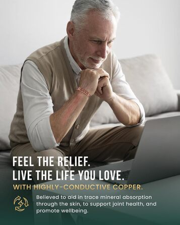 Браслет на руку чоловічий MagnetRX® з чистої міді – Мідний браслет для чоловіків для магнітної терапії – Ідеально при артриті та синдромі карпального тунелю – З інструментом для регулювання довжини (з клеймом, мідний манжет)