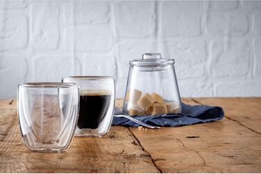 WMF Culture Double-Walled Espresso Cups Glass Set, 6-Piece, Double-Walled Glasses 80ml, Floating Effect, Thermoglass, Heat-Resistant Espresso Glass