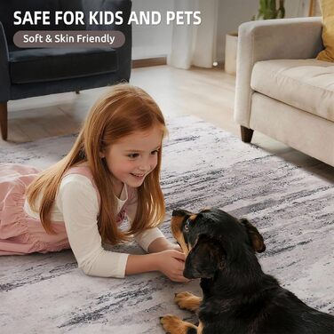 Килим Safunion для вітальні: великий, сучасний, абстрактний, короткий ворс, м'який, для спальні (80x120 см, 120x160 см), абстрактний, слонова кістка/багатобарвний