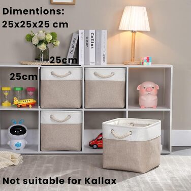 Mangata складна коробка для зберігання 30x30x30 см, тканинний кошик з ручкою, для полиць, шаф і одягу, набір 3 шт, світло-кавовий/білий