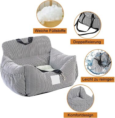CALIYO Dog Car Seat, Seat Belt - Washable Dog Car Seat in Black/White for Small, Medium & Large Dogs, Dog Seat Car Backseat, Dog Bed Car, Dog Basket Car, Dog Car Seat. Black/White