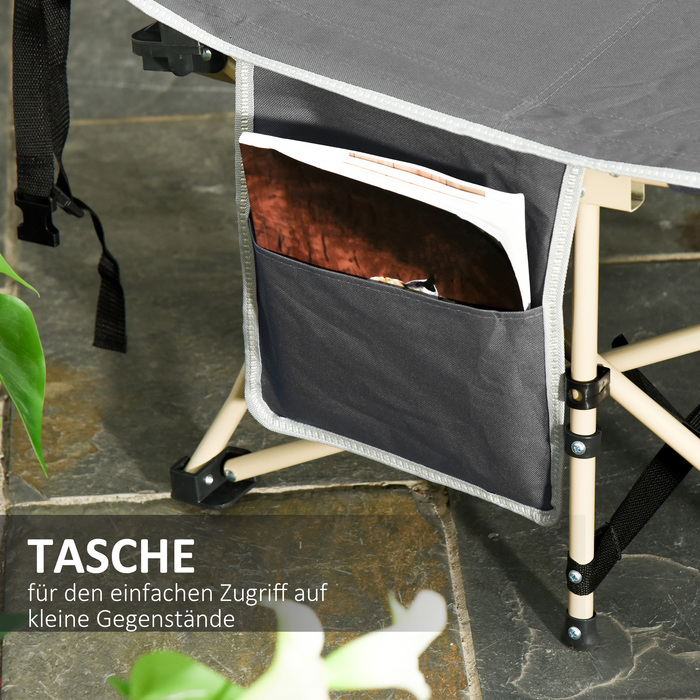 Outsunny Folding Cot with Storage Bag, Foldable Camping Bed, Camping Lounger, Includes Carry Bag, Steel Oxford, Grey, 190 x 68 x 52 cm | Aosom
