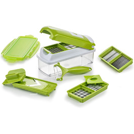 Nicer Dicer Smart від Genius: набір для нарізки овочів 10 в 1 | Овочерізка, тертка, шинкувальник, салатний ніж | Ручна овочерізка з контейнером 800 мл