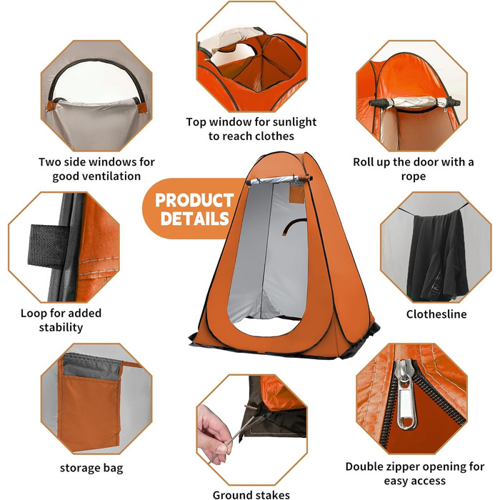 OUUTMEE Pop-Up Shower Tent - Portable Changing Room for Beach, Outdoor UV Protection - Camping Shower Tent for Hiking, Beach, Picnics, Fishing (59