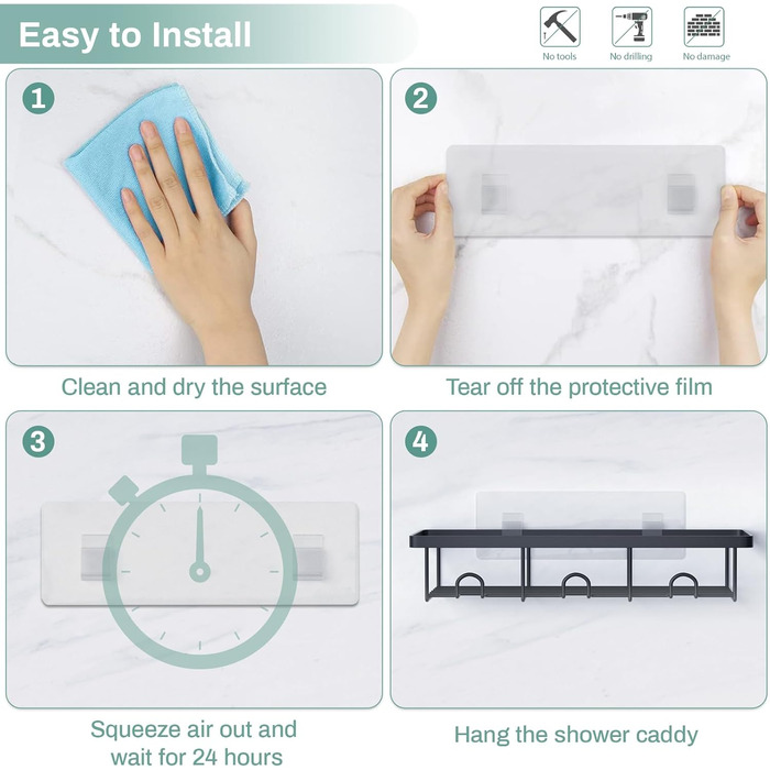 Органайзер для душу Oasiteege: 2 шт. - тримач для шампуню, полиці для зберігання, кріплення на присоску для ванної, кемпінгу, декору ванної кімнати