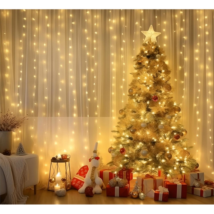 Льодогенератор 3Mx3M 300 LED, USB, з пультом та таймером, для декору, водонепроникний, білий/теплий білий