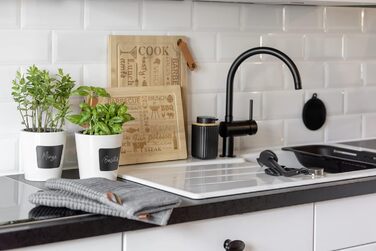 Дозатор для мила WENKO Rotello, 250 мл, з бамбуковими деталями, для мила та засобів для миття посуду, чорний/натуральний