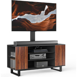 FITUEYES TV Stand with Mount - Wood TV Console for TVs 32-70 inch, Adjustable Height, Swivel ±25°, Up to 40kg, Max.VESA 600x400