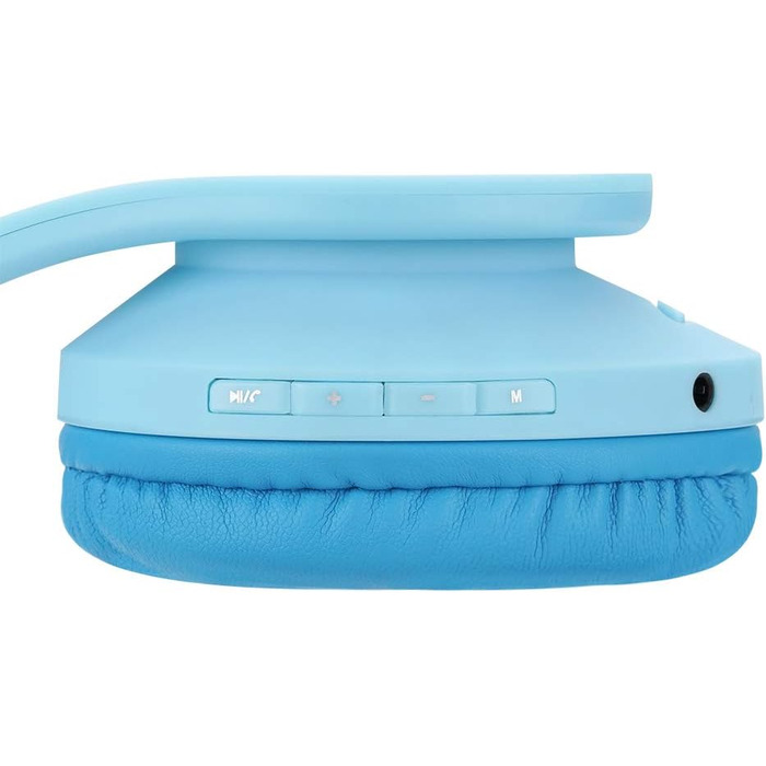 Дитячі навушники PowerLocus Bluetooth з обмежувачем гучності 85dB, складні, з чохлом, Over-Ear, бездротові та з проводами, з мікрофоном, Micro-SD, для телефону, ПК, планшета, блакитні