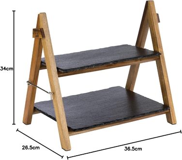 3-ярусна етажерка APS з шиферних плит, дерево акації, діаметр 30/25/20 см, висота 34 см