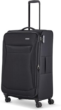 Чемодан Travelite Chios L, 78 см, 90-97 л, чорний: м'яка оболонка, захист кутів, розширюваний