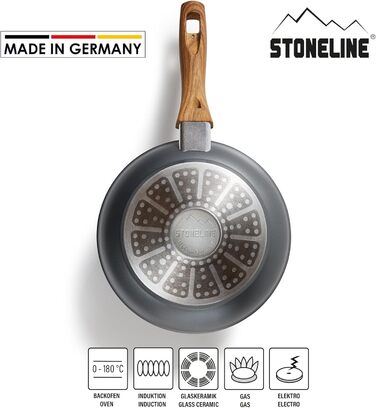 STONELINE Сковорода Back to Nature 28 см, Made in Germany, антипригарне покриття з натуральним каменем, для всіх типів плит (включно з індукцією), смаження без жиру