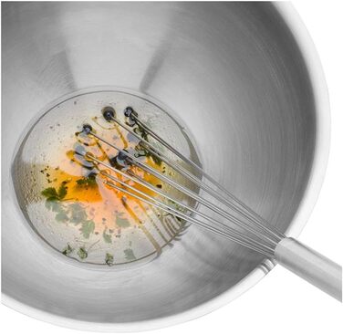 Змішувач WMF Profi Plus Rührblitz з силіконовими кульками, Cromargan нержавіюча сталь матова, термостійкий силікон до 200°C, вінчик для збивання, з отвором для підвішування