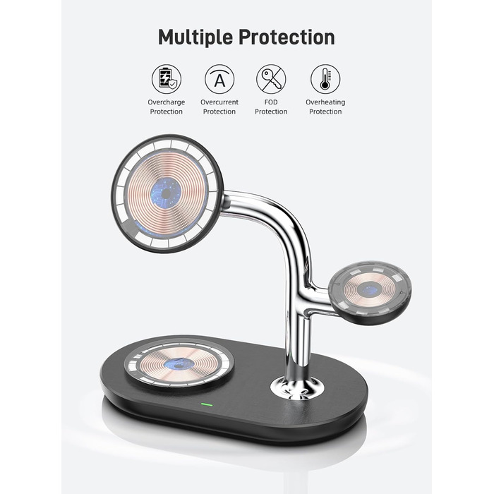 Бездротовий зарядний пристрій 3-в-1 для Apple iPhone, Apple Watch та AirPods, сумісний з моделями 16/15/14/13/12, 10/9/8/7/6/SE, 4/Pro