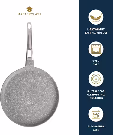 MasterClass Induction-Compatible Non-Stick Pancake & Crepe Pan, Die-Cast Aluminum, 28 cm, Grey