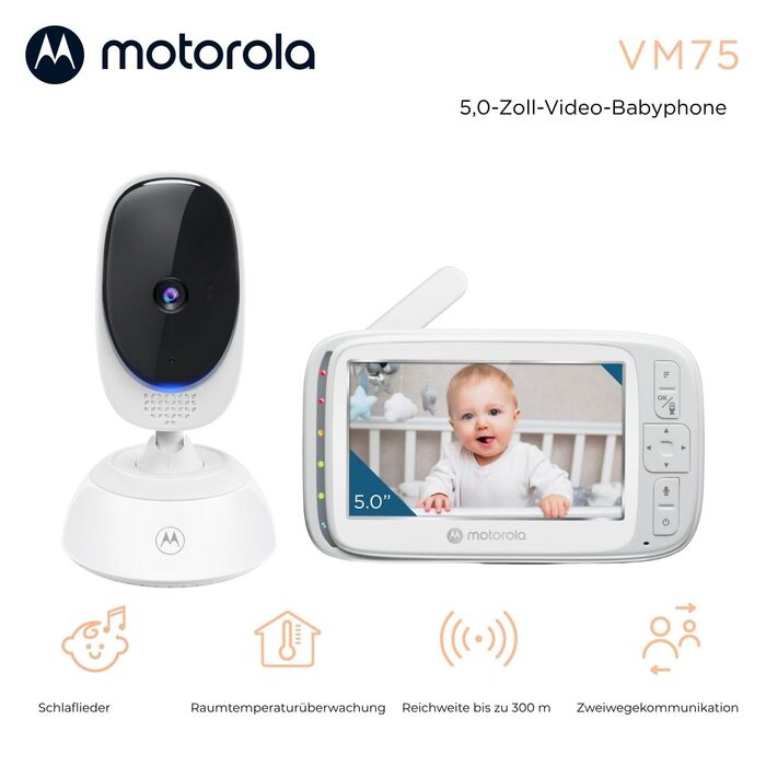 Монітор для дитини Motorola VM 483 з камерою, інфрачервоним нічним баченням та функцією двостороннього зв'язку