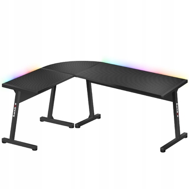 Ігровий кутовий стіл Huzaro Hero 6.0, чорний, RGB LED, регульовані ніжки