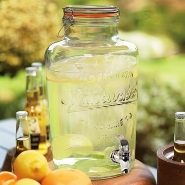 ORION GROUP Retro Drink Dispenser | 6.7 L | Glass Lemonade Dispenser Tap | Bottle with Tap Glasses Drinking Glasses Cocktail Drinking