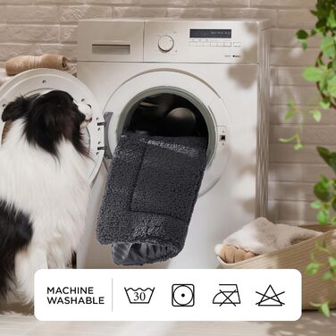 Килимок для собак середніх порід BEDSURE - 89x56 см, водонепроникний, з шаром високощільнісного піноматеріалу, Sherpa плюш, легко миється (74x46 см, темно-сірий)