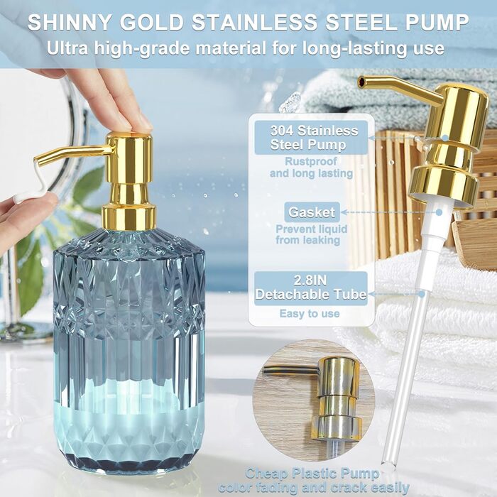 Преміум набір аксесуарів для ванної кімнати зі скла (5 шт.) - склянка, ватні палички, мильниця, дозатор мила, тримач для зубної щітки, ретро-модерн, подарунок на весілля