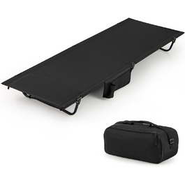 Лежанка для кемпінгу Costway, розкладне ліжко для відпочинку, 193x70 см, чорне, вантажопідйомність 200 кг