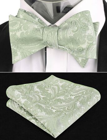Чоловіча краватка-метелик Alizeal Retro Paisley з хустинкою, блакитна (універсальний розмір, 176-Salbei Grün)
