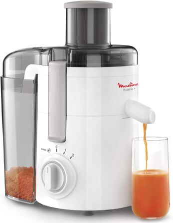 Центрифужна соковижималка Moulinex Frutelia+ JU3701, 350 Вт, з широким завантажувальним отвором, 2 швидкості та імпульсний режим