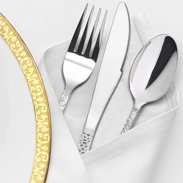 HaWare Набір столових приборів, 60 предметів: нержавіюча сталь, для 12 осіб (ніж, виделка, ложка), сучасний дизайн з молотковою ручкою, для дому, вечірки, готелю, ресторану, високоглянцеве покриття, придатний для миття в посудомийній машині