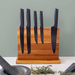 Magnetic Knife Block made of Acacia Wood - Without Knives - 32x25x10.5 cm - Stable Base - Gift for Mother's Day/Father's Day for Mothers & Fathers - Birthday Gift - Knife Holder (Unpersonalized)