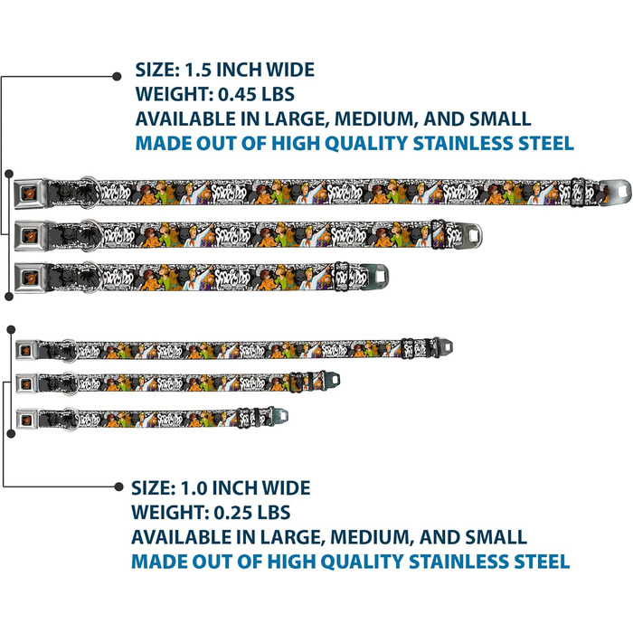 Нашийник для собак Buckle-Down з пряжкою Scooby Doo - 1 дюйм шириною, підходить для шиї 28-43 см - середній