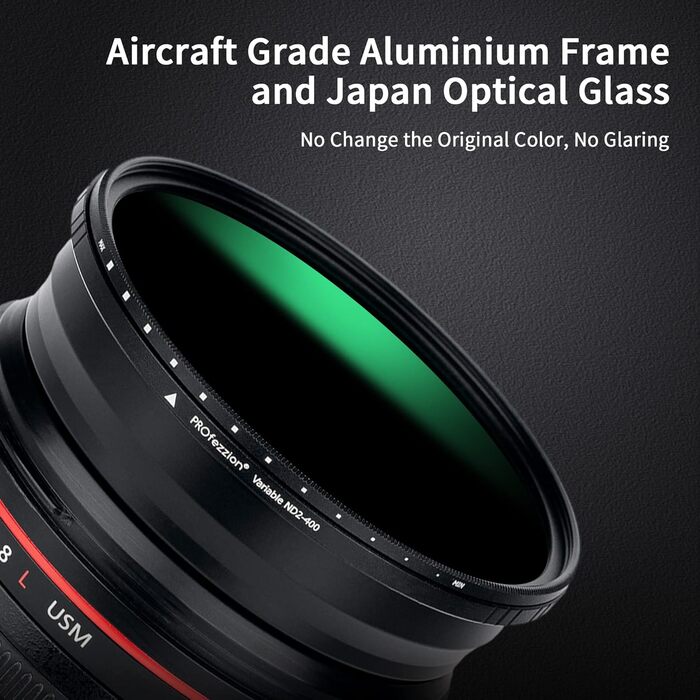 Фільтр ND змінної щільності Graufilter 72mm для DSLR камер, Sigma, Nikon - ND2-ND400, водонепроникний