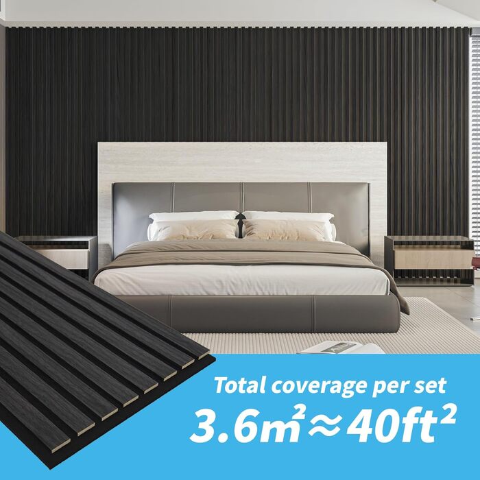 Акустичні 3D-панелі Art3d для шумоізоляції (4 шт), шпонований дерево з фетром, 60x30 см, колір Сірий дуб