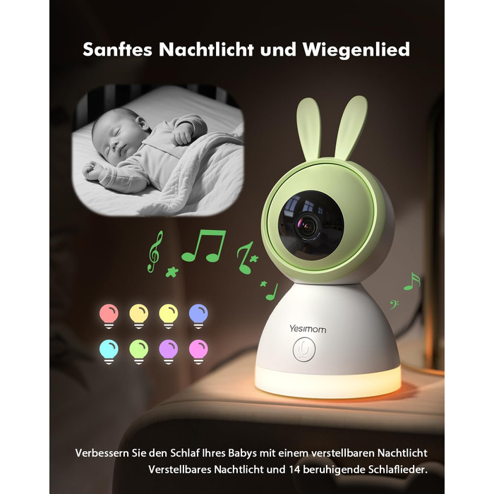 Дитячий відеоняня YESIMOM з камерою 1080P HD, PTZ 360°, Wi-Fi, монітор 4.3