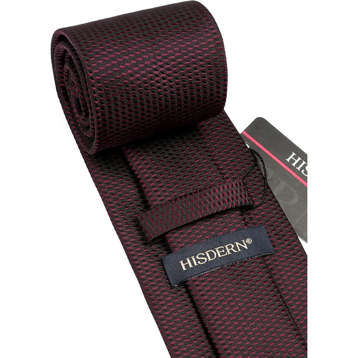 Краватка Hisdern для чоловіків, однотонна формальна краватка з нагрудником, класичний стиль, для весілля, бізнесу, вечірок, бордовий колір