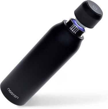 Naturaq Schwarz 600 ml, UV-C, Water Purifier, Self-Cleaning Stainless Steel Insulated Water Bottle, Thermos, Lightweight, for Camping, Hiking, Travel