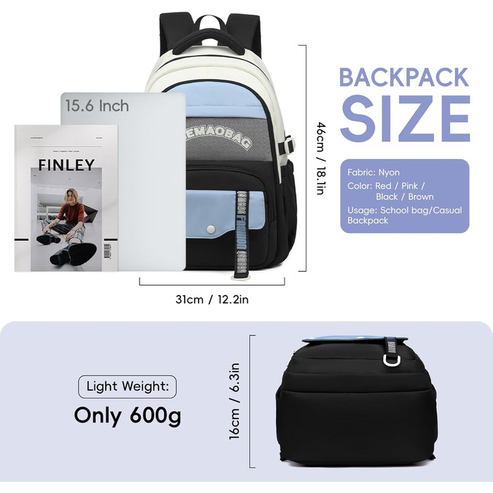 Шкільний рюкзак для дівчаток-підлітків 2025, водонепроникний, для ноутбука 15.6