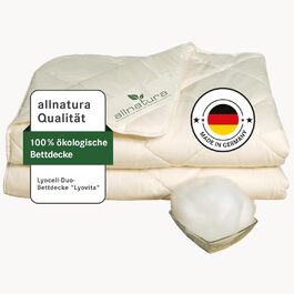 allnatura Lyovita Lycocell-Duo 135x200 cm Duvet - warm duvet optimally climate-regulating for 4 seasons - Breathable comforter filled with Lyocell/Tencel - suitable for allergy sufferers Lyocell-tencel Crèmeton