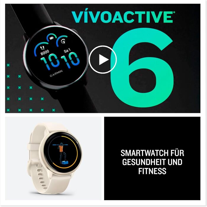 Розумний годинник Garmin vívoactive 6 42mm - фітнес-трекер з AMOLED-дисплеєм, до 11 днів роботи від акумулятора, 80+ спортивних функцій, моніторинг здоров'я, сповіщення та Garmin Pay (чорний/сірий)