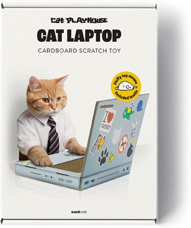Будиночок для котів Suck UK Tank з картону, іграшки та ліжко для кошенят, інтерактивна іграшка для котів, оригінальні аксесуари та подарунки для котів, іграшки для котів для дому або на вулицю (Laptop)