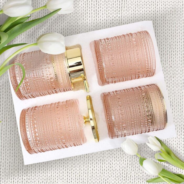 Набір аксесуарів для ванної кімнати Dasiton (4 шт.) з дозатором для мила, тримачем для зубних щіток, стаканом для полоскання та контейнером для ватних паличок (зелений/рожевий)