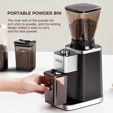 Кавомолка кавова електрична Cafelffe MK-301 з конічним жорнами, 48 ступенів помолу, нержавіюча сталь