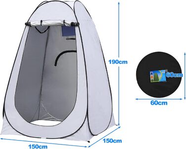Намет для туалету CLIPOP Pop-Up, портативний, для відпочинку на природі, сірий (120x120x190 см)