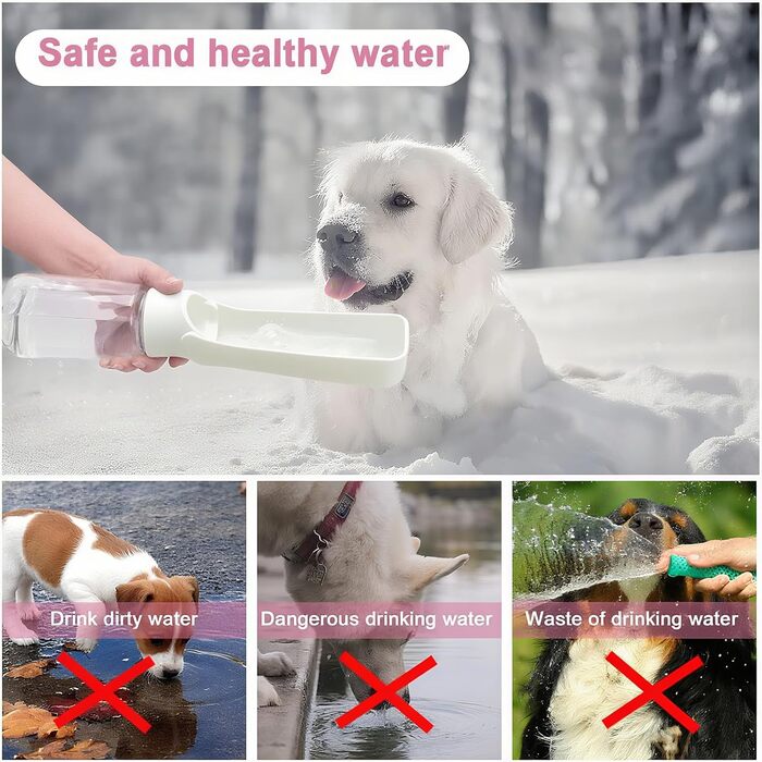 Складана пляшка для води для собак Canareen - портативна пляшка для тварин 550 мл для прогулянок, подорожей та активного відпочинку