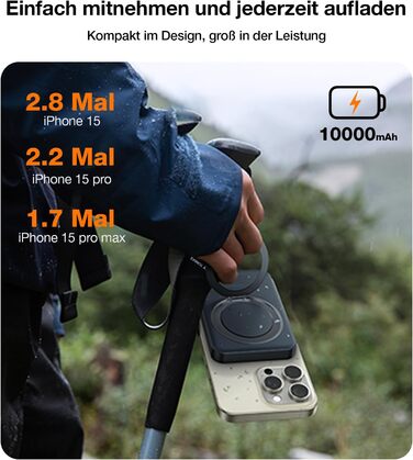 TORRAS MiniMag Qi2 Powerbank 10000mAh: магнітичний повербанк з підтримкою MagSafe, 30W USB-C, 15W бездротова зарядка для iPhone 12-17, AirPods, сірий титан