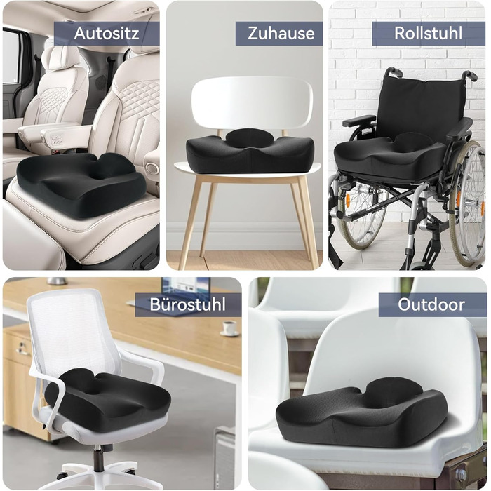 Подушка для сидіння з піни Memory Foam SKYNY для офісного крісла, авто, інвалідного візка - велика, знімний нековзкий чохол, комфорт на весь день
